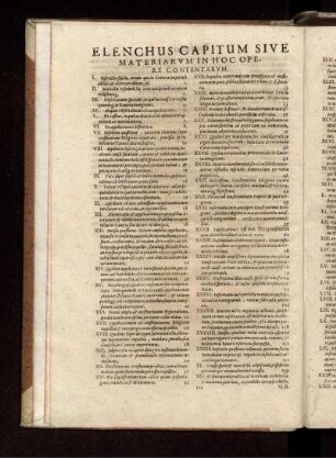 Elenchus Capitum Sive Materiarum In Hoc Opere Contentarum