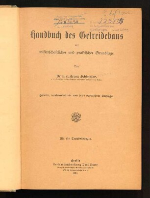 Handbuch des Getreidebaus : auf wissenschaftlicher und praktischer Grundlage