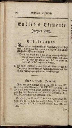 Euklid´s Elemente. Zweytes Buch