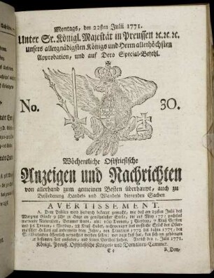 No. 30. Montags, den 22sten Julii 1771.