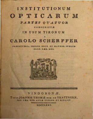 Institutionum Opticarum Partes Quatuor