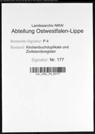 Zivilstandsregister der Stadt Lünen (T 1811). (Gemeinde: Lünen, Stadt)