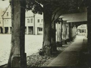 Schönberg (Sulików). Laubengang eines Fachwerkhauses am Markt
