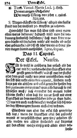 Das II. Capitel. Der Eckel. Nausea.