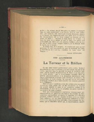 En Algérie - Le Terreur et le Baillon.