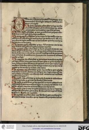 Distinctio octava de scrutinio scripturarum circa invocationem divine legis tempore Messie et continet xvi capitula.