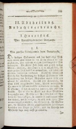 I. Hauptstück. Von Andachtsgebräuchen überhaupt.