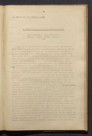 10. Lehrbrief. Das bewusste Leben. Die Beherrschung störender Gemütszustände.