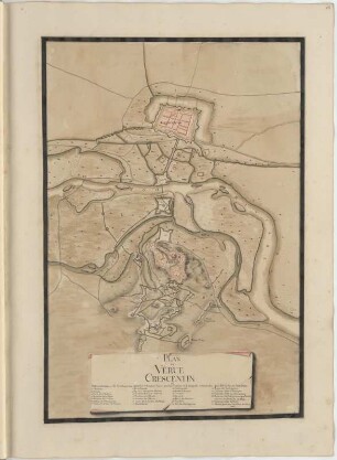 Plan de Verue Crescentin et Retranchement de Garbigniam, avec les Attaques, faits par les Francois et Espagnols, commandez par Msgr. le Duc de Vendome
