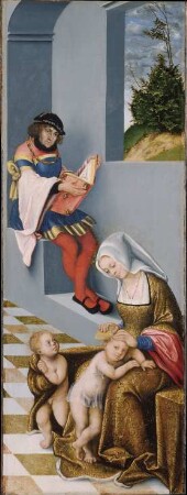 Maria Salome und Zebedäus (mit den Zügen Johanns des Beständigen), sowie ihre Söhne Jakobus d. Ä. und Johannes Ev.