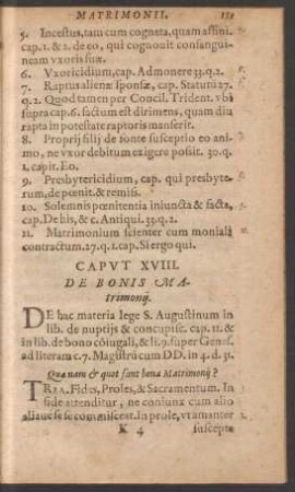 Caput XVIII. De Bonis Matrimonii.