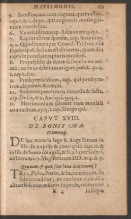 Caput XVIII. De Bonis Matrimonii.