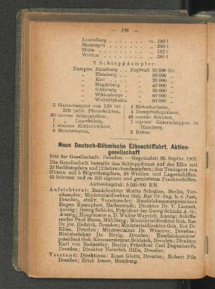 Neue Deutsch-Böhmische Elbeschiffahrt, Aktien-gesellschaft