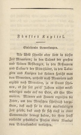 Fünftes Kapitel. Einleitende Bemerkungen