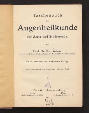 Taschenbuch der Augenheilkunde für Ärzte und Studierende