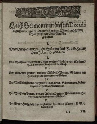 Leich-Sermonen in diesem Decade begriffen