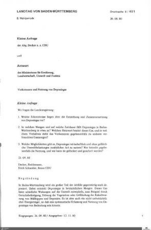 Drucksachen 401-600: Anträge, Anfragen, Gesetzentwürfe