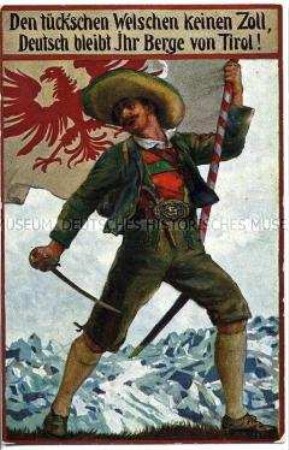 Anti-italienische Postkarte zur Tirol-Frage