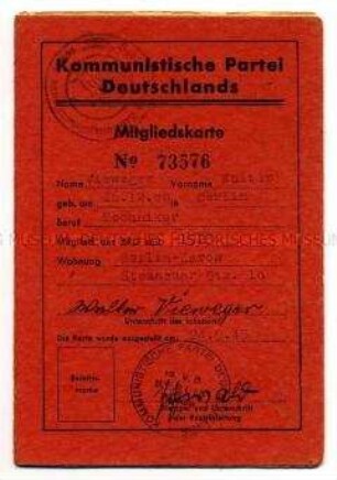 Mitgliedskarte der KPD von Walter Viehweger