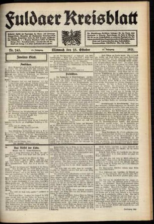 Zweite Ausgabe vom Mittwoch, den 25. Oktober 1911.