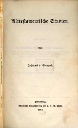 Alttestamentliche Studien