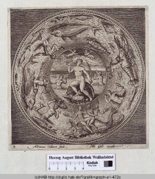 Galathea, umgeben von Seeungeheuern