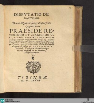 Dispvtatio De Baptismo