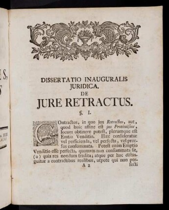 3-16, Dissertatio Inauguralis Juridica. De Jure Retractus. Corollaria.
