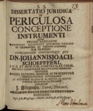 Dissertatio Juridica De Periculosa Conceptione Instrumenti