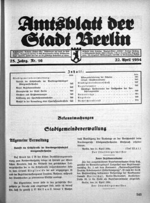 1934,16: Nr. 16, 22. April 1934