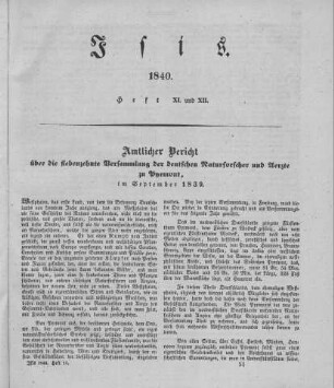 Amtlicher Bericht über die siebenzehnte Versammlung der deutschen Naturforscher und Aerzte zu Pyrmont, im September 1839 / K. Th. Menke ; Fr. Krüger