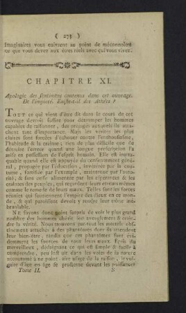 Chapitre XI. Apologie des sentimens contenus dans cet ouvrage.