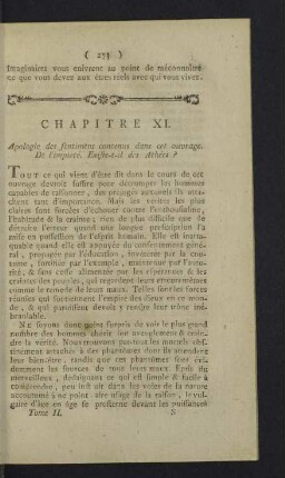 Chapitre XI. Apologie des sentimens contenus dans cet ouvrage.