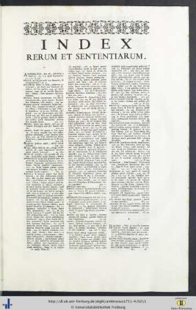 Index Rerum Et Sententiarum.