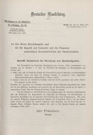 51. Jahrg. Nr. 10., ... den 31. März 1911