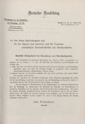 51. Jahrg. Nr. 10., ... den 31. März 1911