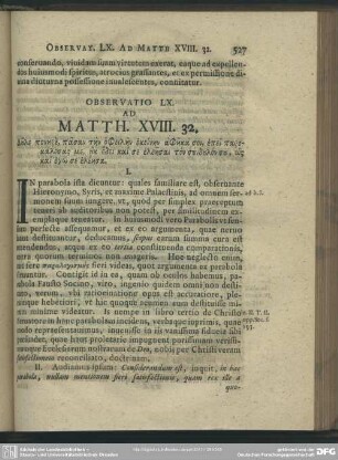 Observatio LX. Ad Matth. XVIII. 32.