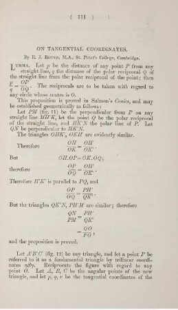 On tangential coordinates.