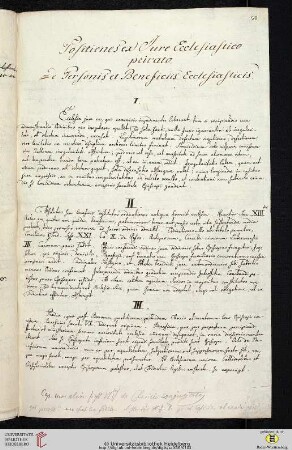 Positiones ex Jure Ecclesiastico privato. De Personis et Beneficiis Ecclesiasticis