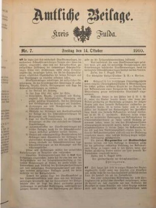 7: Beilage vom Freitag, 14. Oktober 1910