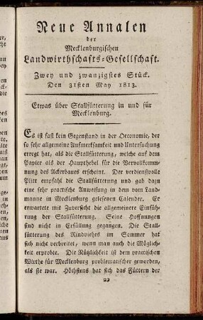 Zwey und zwanzigstes Stück. Den 31sten May 1813.