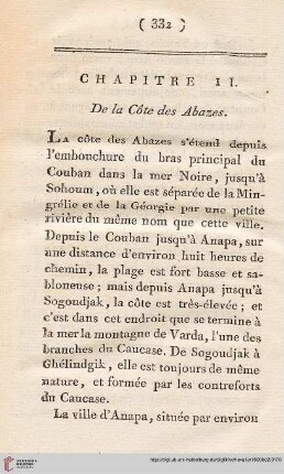 Chapitre II: De la Côte des Abazes