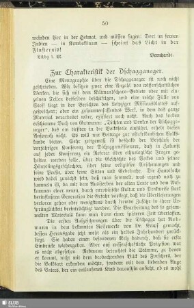 Zur Charakteristik der Dschagganeger