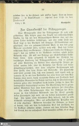 Zur Charakteristik der Dschagganeger