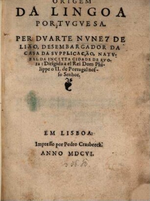 Origem da Lingoa portuguesa