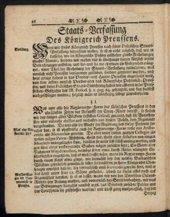 Staats-Verfassung des Königreich Preussens