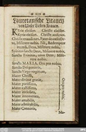 Lauretansche Litaney von Unser Lieben Frauen.