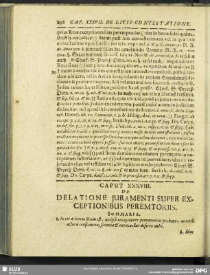 Caput XXXVIII. De Delatione Juramenti Super Exceptionibus Peremtoriis