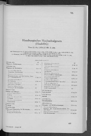 VI. Hamburgisches Hochschulgesetz (HmbHG)
