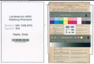 Entnazifizierung Grete Hapke , geb. 25.08.1906 ()